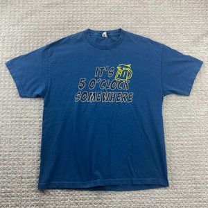 Alstyle Shirt Men Extra Large XL Navy Blue It's 5'Oclock Somewhere Vintage Y2K